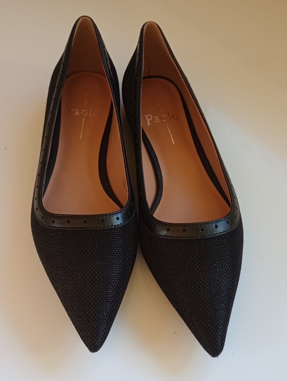 Linea Paolo Black Fabric Flat Pointed Toes Minimalist Quiet Luxury Size 5.5M